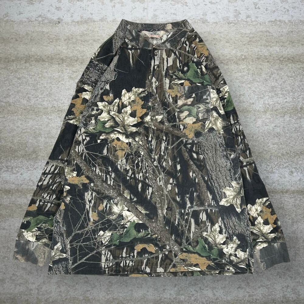 Vintage 90s Mossy Oak Shirt Mens XL Hunting Camo Cotton Long Sleeve Pocket Tee